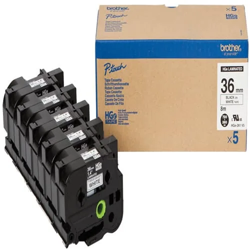 Brother P-Touch Hge-261V5  36mm Beyaz Üzerine Siyah 