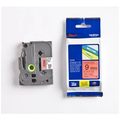 Brother TZE-421 Etiket Kırmızı Üzerine Siyah