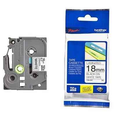 Brother TZE-S241 Etiket Beyaz Üzerine Siyah